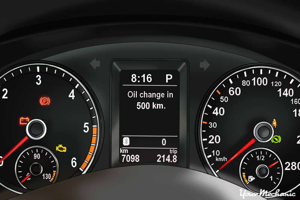 1 Understanding Volkswagen s Oil Monitoring Systerm SIL instrument panel of a Volkswagen with oil change indicator